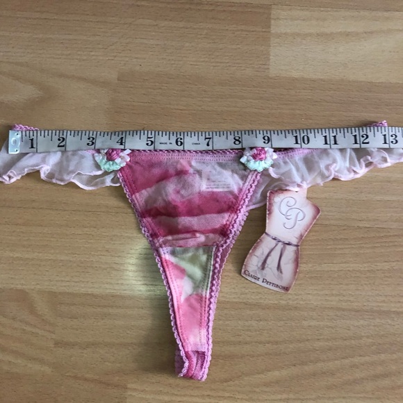 Pink Flirty Luxury Claire Pettibone Thong Ruffle Detail Size L - Picture 9 of 10